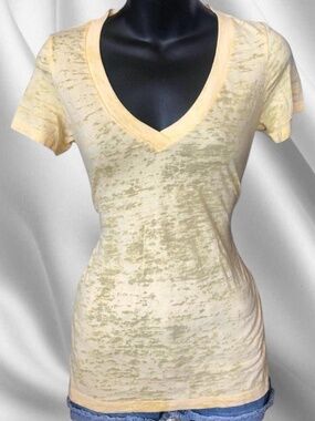Sheer Butter Yellow Burnout Tee